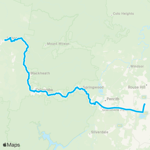 Temporary buses Blcktwn, Blxland, Springwd, Hazelbrk, WentwrthFalls, Leura, Katoomba, then all to Lithgow map