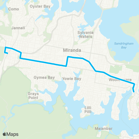 Temporary buses Sutherland, then all stations to Cronulla map
