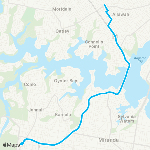 Temporary buses Hurstville, then Sutherland map