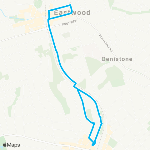 Temporary buses W Ryde, Denistone, Eastwood (Loop Service) map