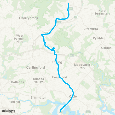 Temporary buses Rhodes, Epping, then all stations to Hornsby map