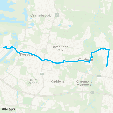 Temporary buses St Marys, then all stations to Emu Plains map