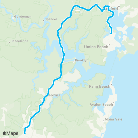 Temporary buses Hornsby, then all stations to Berowra, Pt Clare, Tascott, Koolewong, Woy Woy map