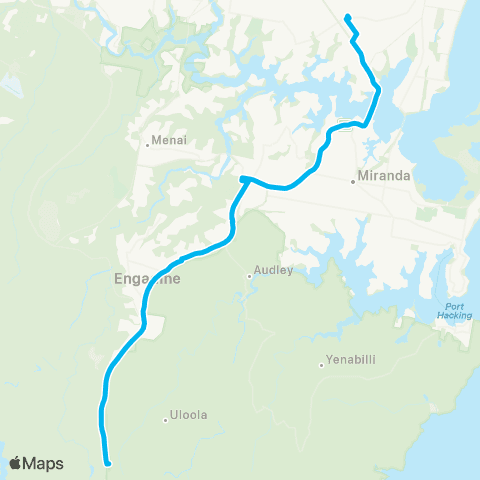 Temporary buses Hurstville, then Sutherland, then all stations to Waterfall map