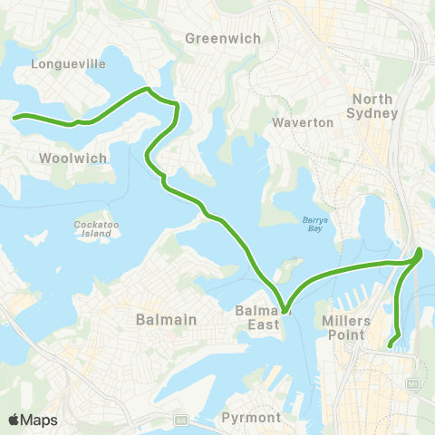 Private ferry and fast ferry services CCLC Lane Cove Ferry map