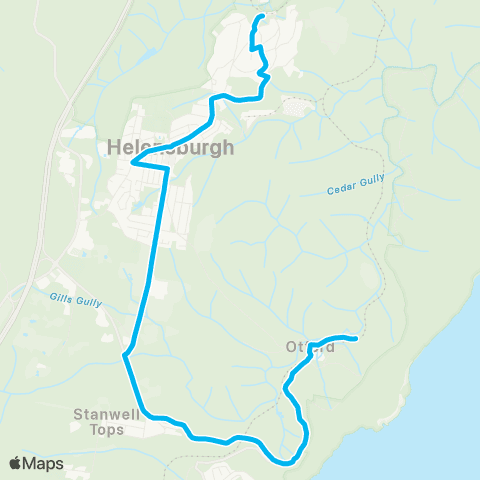 Temporary buses Helensburgh Sta, Helensburgh (Charles Harper Pk), then Otford Sta map