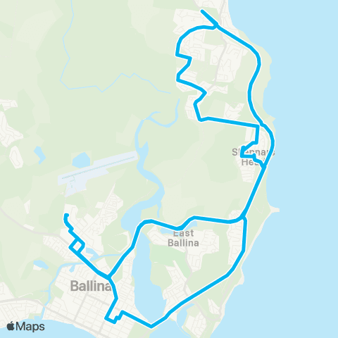 School buses Ballina Coast to Holy Family Catholic Primary and Xavier Catholic Coll map