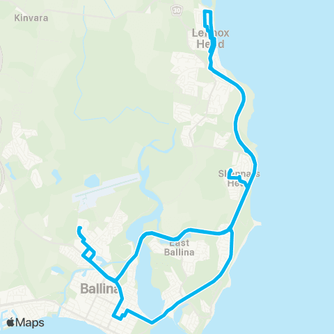 School buses Ballina Coast to Holy Family Catholic Primary and Xavier Catholic Coll map