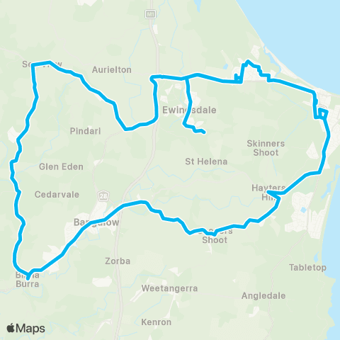 School buses Byron Bay to Cape Byron Steiner Sch via Coopers Shoot and Coorabell map