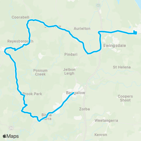 School buses Byron Bay to Bangalow via Federal map