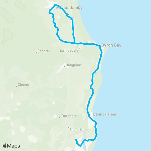School buses Byron Bay to Mullumbimby, Ballina and Holy Family Catholic Primary map
