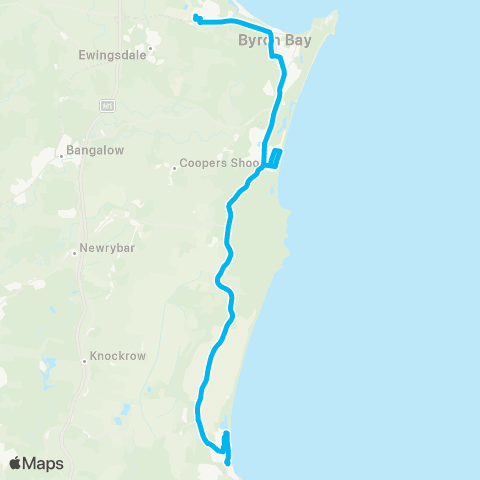 School buses Lennox Head to Byron Bay Schools via Broken Head and Suffolk Pk map