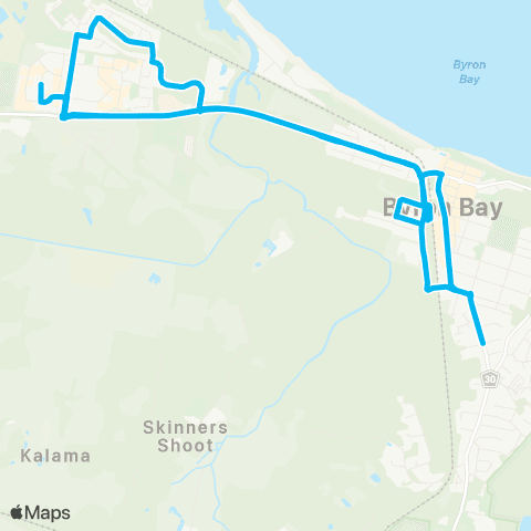 School buses Byron Bay to Byron Bay Schools via Skinners Shoot map
