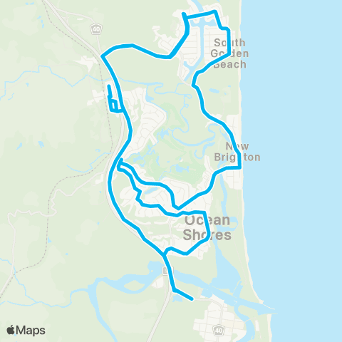School buses Ocean Shores to Billinudgel via Brunswick Heads and Ocean Shores Schools map