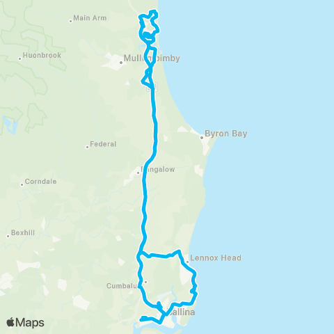 School buses Billinudgel to Emmanuel Anglican Coll and N Ballina via Pacific Mwy map