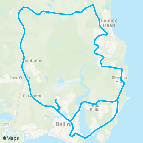 School buses Xavier Catholic Coll to Ballina Coast HS via Byron Bay Rd map