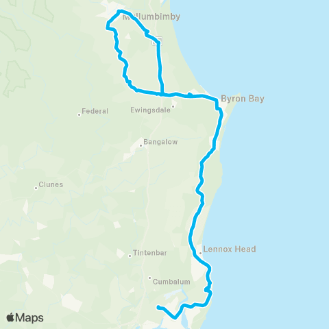 School buses Richmond Christian to Byron Bay via Skennars Head Schools and Mullumbimby map