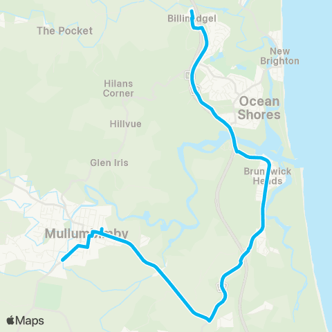 School buses Mullumbimby Schools to Billinudgel via Brunswick Heads and Orana Dr map