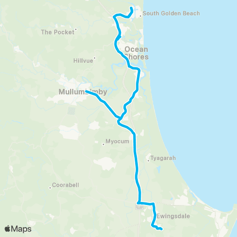 School buses Mullumbimby Primary to Billinudgel via Ewingsdale and Brunswick Heads map