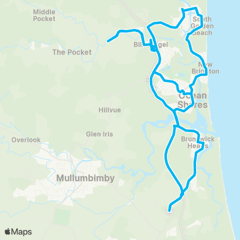 School buses The Pocket Primary to Billinudgel via S Golden Bch map