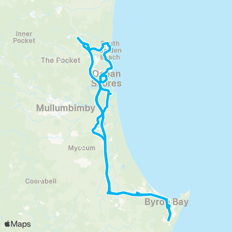 School buses Crabbes Creek Public to Brunswick Heads and Byron Bay Schools map