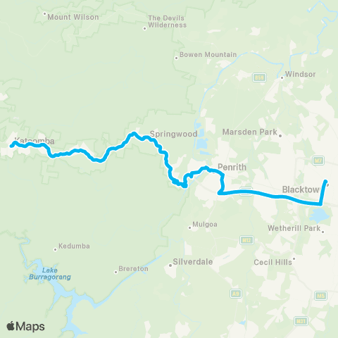 Temporary buses Blacktown, Penrith, then all stations to Katoomba map