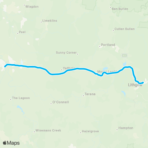 Temporary buses Lithgow, then Bathurst map
