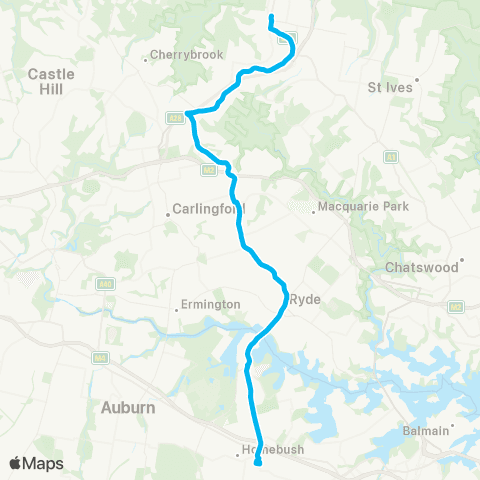 Temporary buses Strathfield, then Epping, Hornsby map
