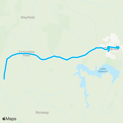 School buses Oberon Schools to Wisemans Creek via Essington map