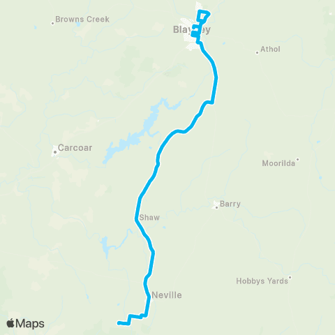 School buses Blayney Schools to Neville via Neville Rd map