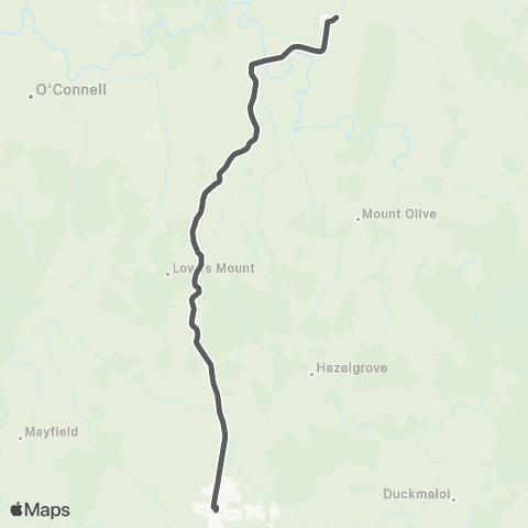 Private bus services Tarana to Oberon map