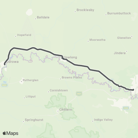 Private bus services Corowa to Albury via Howlong map