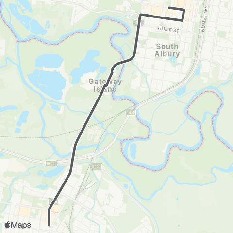 Private bus services Albury to Wodonga map