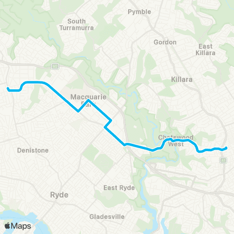 Temporary buses Chatswood, then all stations to Epping map