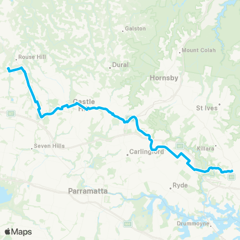Temporary buses Chatswood to Tallawong map