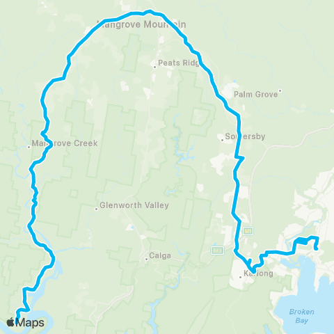 Central Coast Buses Network Spencer to Gosford map