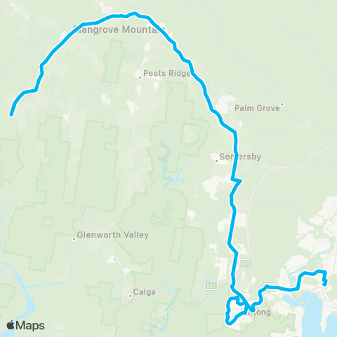 Central Coast Buses Network Mangrove Mountain to Gosford via Kariong map