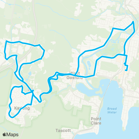 Central Coast Buses Network Gosford to Somersby industrial Estate and Kariong (Loop Service) map