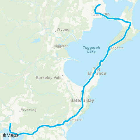 Central Coast Buses Network The Entrance North to Gosford map
