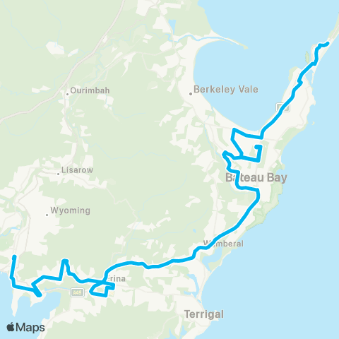 Central Coast Buses Network The Entrance to Gosford via Springfield map