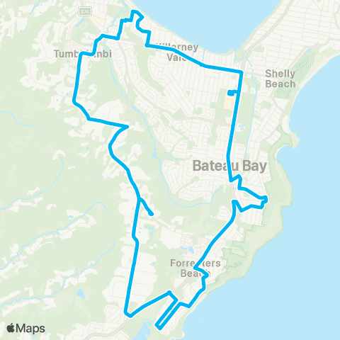 Central Coast Buses Network Bay Village to Tumbi Umbi (Loop Service) map