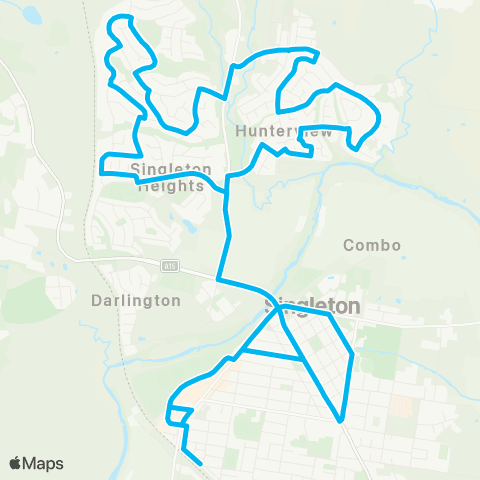 Hunter Buses Network Singleton to Singleton Hts via Hunterview (Loop Service) map