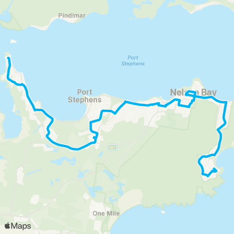 Hunter Buses Network Nelson Bay to Soldiers Point map
