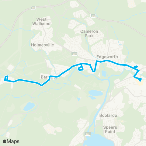 Hunter Buses Network Killingworth to Glendale map