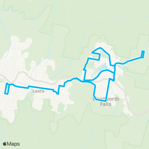 Blue Mountains Buses Network Katoomba to N Wentworth Falls (Loop Service) map