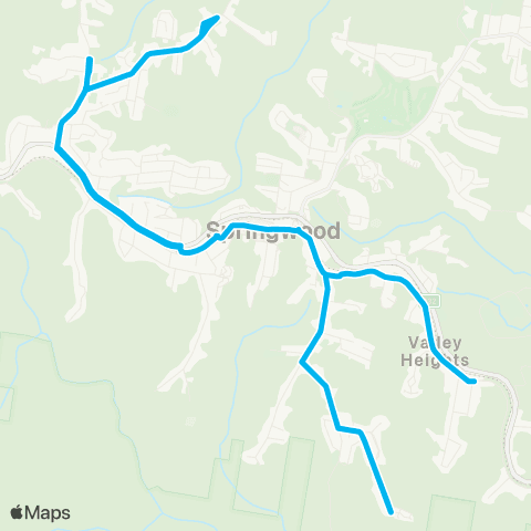 Blue Mountains Buses Network Springwood to Faulconbridge (Loop Service) map