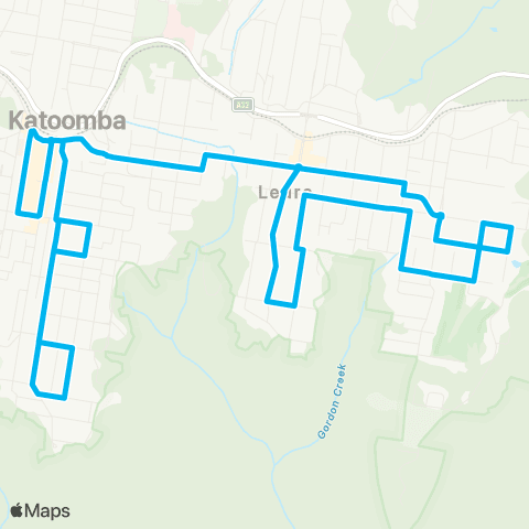 Blue Mountains Buses Network Katoomba to South Leura (Loop Service) map