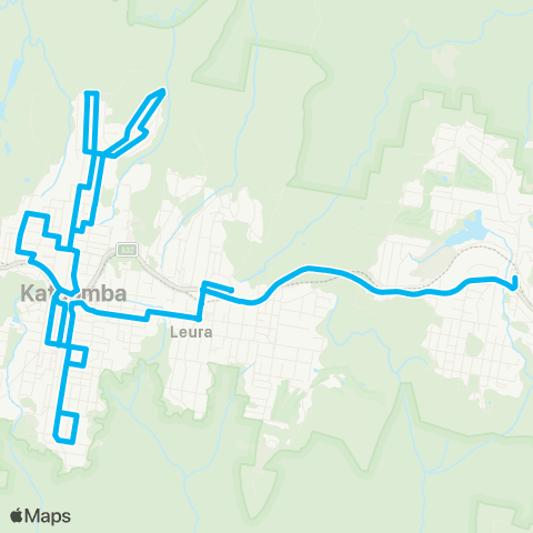 Blue Mountains Buses Network Katoomba to N Katoomba (Loop Service) map
