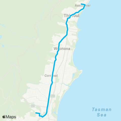 Illawarra Buses Network Austinmer Sta to Univ of Wollongong map