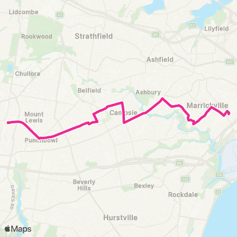 Sydney Buses Network Bankstown to Sydenham map